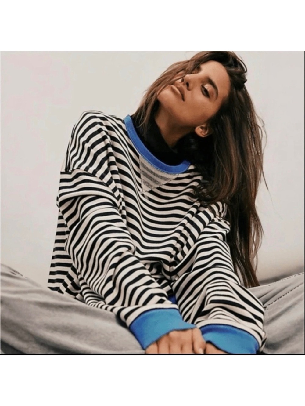 Free People We The Free Classic Striped Oversized Crewneck Top Small